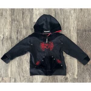 COOGI Velour Baby/Toddler 24 Months Track Jacket Black & Red Logo Embroidered